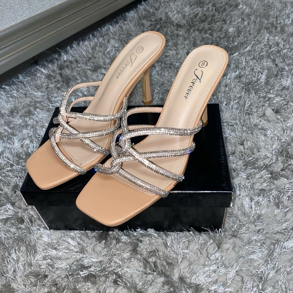 Forever Rhinestone/Sparkly Tan Heels - Picture 4 of 5